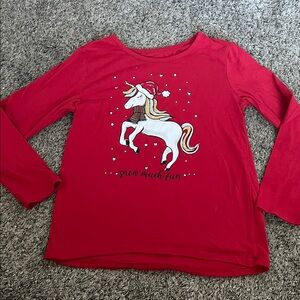 Holiday Time Red Unicorn Long Sleeve Tee